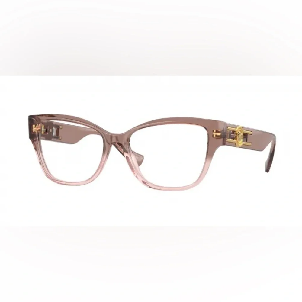 Versace VE3347 Pink Transparent Cat-Eye Glasses with Gold Medallion